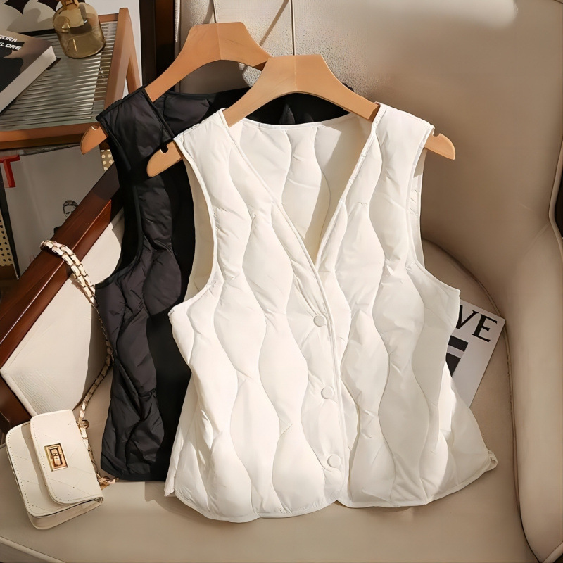 Picture of Light Vest for Inside and Outside Wear 2024 New Spring Autumn and Winter Ware Warm Cold-proof Button Cotton-padded Coat for Women