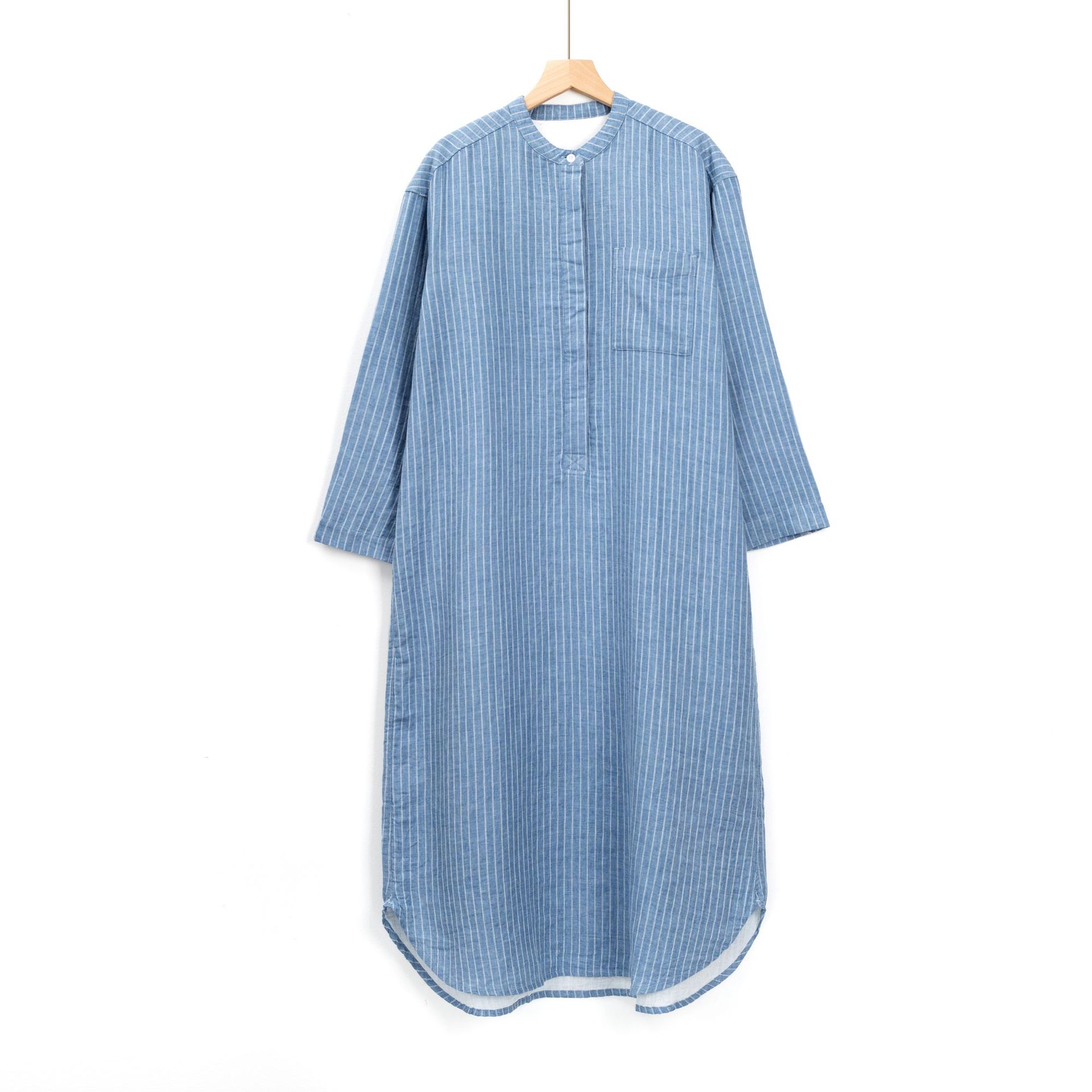 Picture of Double-Layer Gauze Nightgown, Japanese-Style Striped Plaid, All-Cotton Home Dress, Plus Size, Non-See-Through Pajamas, Pure Cotton Fabric, Breathable and Comfortable
