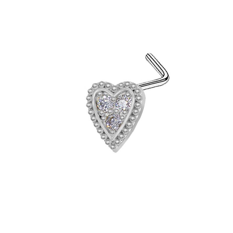 Picture of Gaibei Europe and the United States cross-border pearl heart-shaped nose nail heart-shaped wings bow l rod puncture nose nail puncture factory