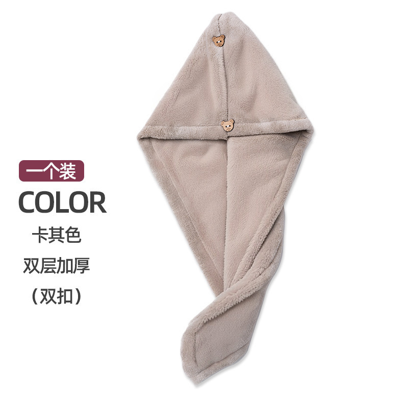 Picture of Cross-border Double-layer Thickened Shower Cap Women's Water Absorbent Quick-drying Cap Coral Fleece Hair Dried Towel Towel Wash Headband Hair Dried Cap