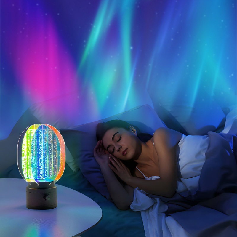 Cross-Border Simple Ins Creative Rotating Colorful Dimming Rechargeable Night Light Home Romantic Starry Sky Atmosphere Decorative Table Lamp