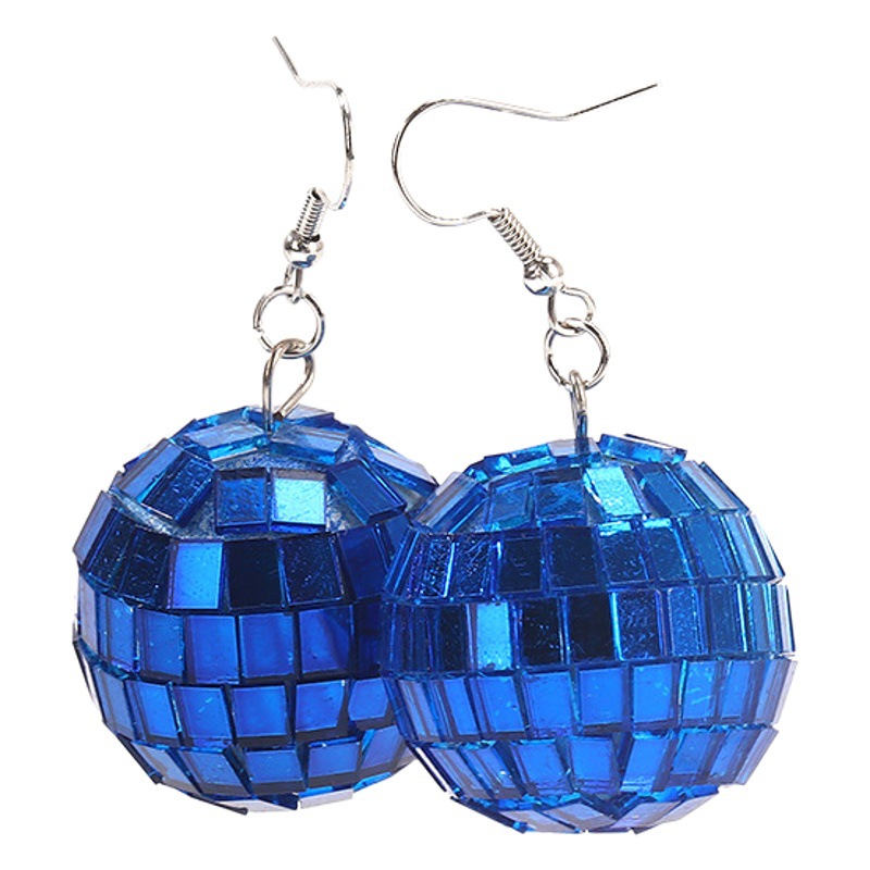 Europe and the United States hot cross-border new 70 s American vintage disco earrings disco blue light ball earrings