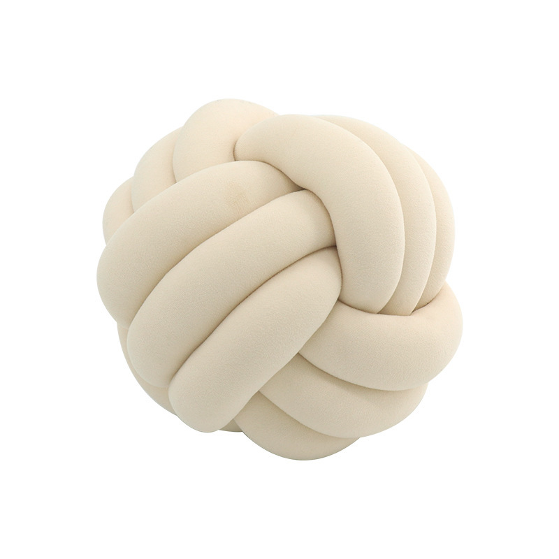 Picture of Ins Popular Three-Strand Rope Knotted Round Ball Home Fabric Creative Hand-Woven Decorative Pillow Cushion Lumbar Cushion