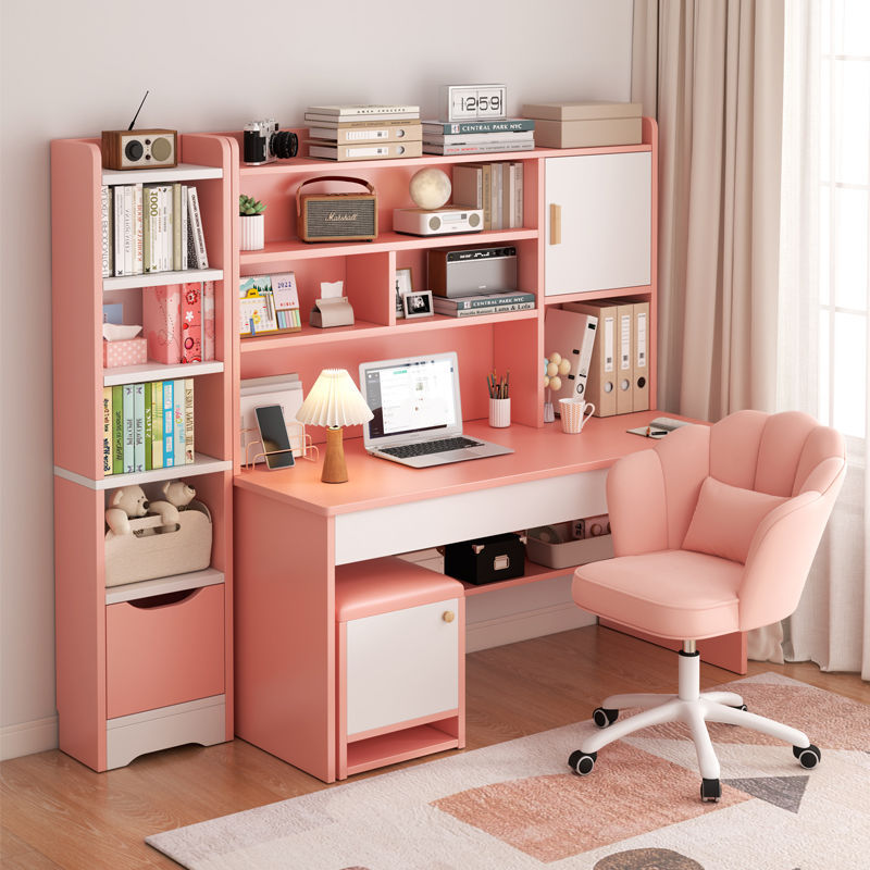 Picture of Student home study desk, children's desk, bookshelf combination table and chair set, simple bedroom, children's writing desk
