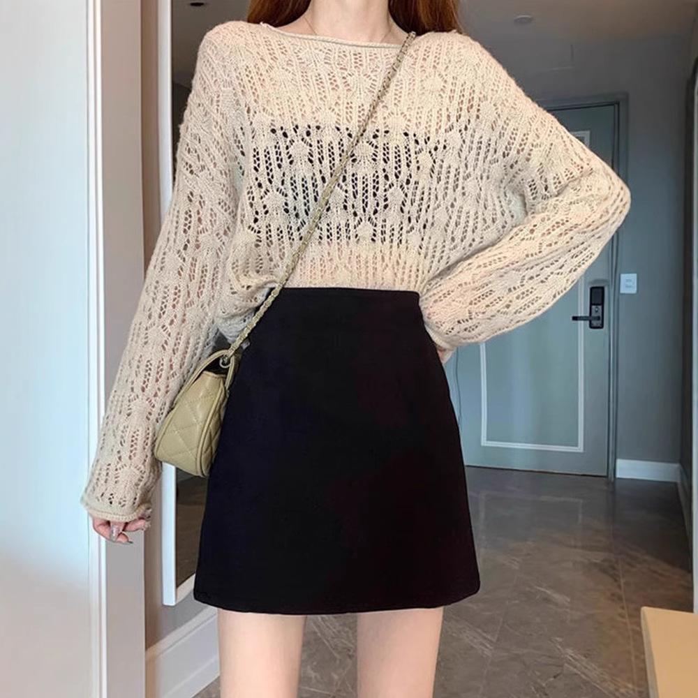 Pleated Woolen Skirt Women's Spring and Autumn A- line Skirt plus size chubby girl Pear-shaped High Waist Slimming Hip Covering Short Skirt