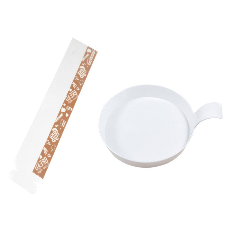 Yfb110 Round Pastry Mousse Base Thickeneded Cut Cake Tray with Handle Milky White White White Dessert Tray Mousse Mat