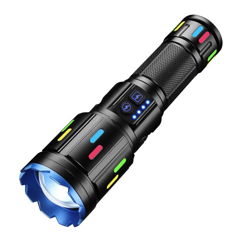 Picture of Cross-Border Pm60 Telescopic Zoom White Laser Bright Flashlight Outdoor Lighting Multi-Function Led Camping Style Flashlight