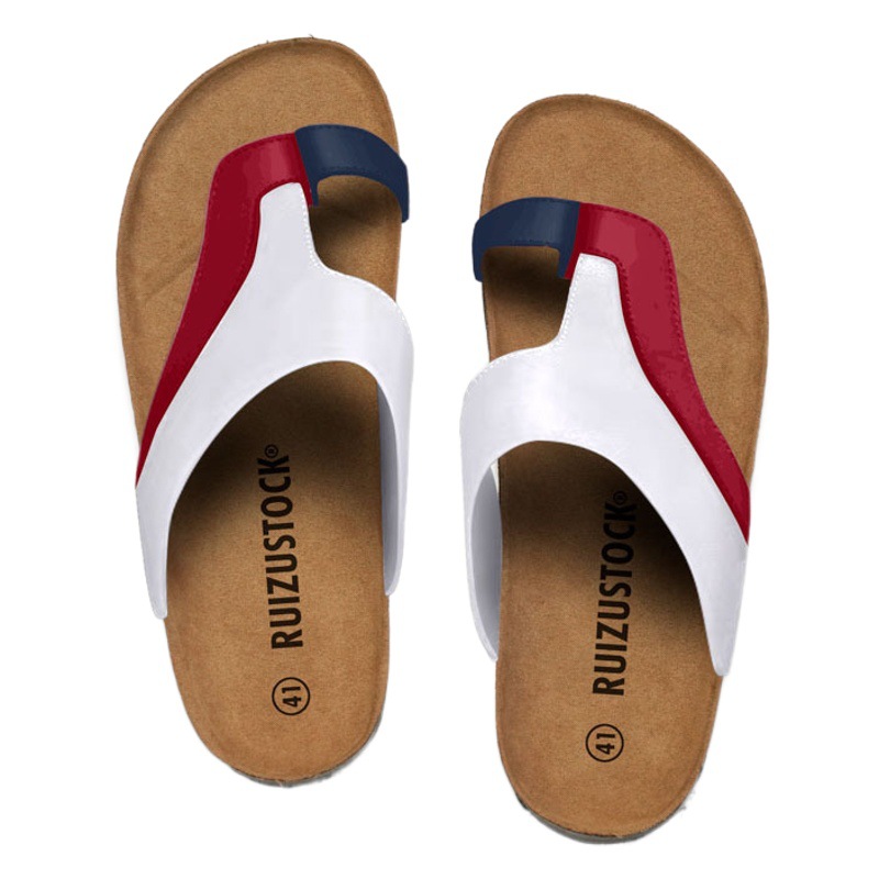 RUIZUSTOCK men's cork flip-flops Korean style men's trendy sandals slippers young students beach shoes toe