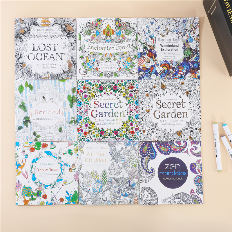 Picture of English Secret Garden Coloring Book Adult Decompression Hand-painted Coloring Book Student Coloring Drawing Book Graffiti