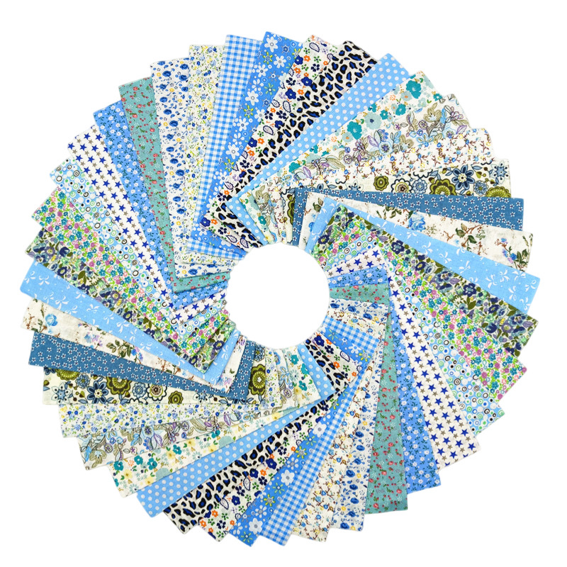 Cross-border pure cotton blue pure cotton fabric jelly roll cotton small clear floral long quilting stitching process fabric