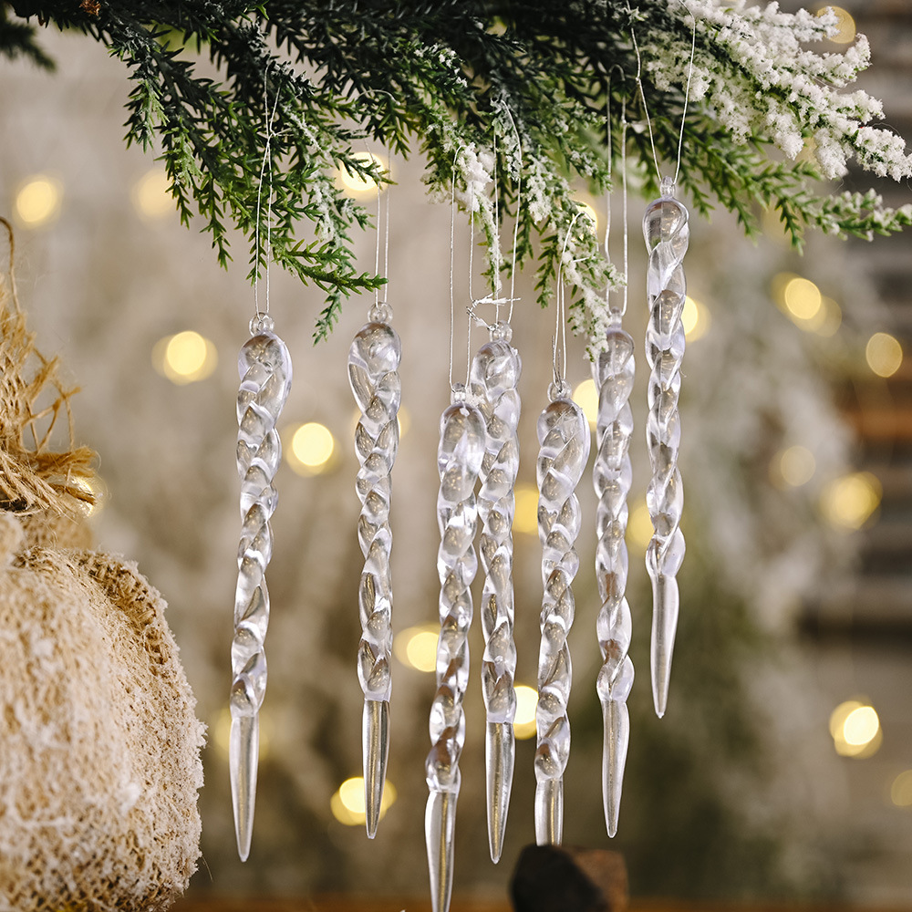 Picture of Haobei Christmas Celebration Supplies Creative Transparent Ice Bar Pendant New Christmas Tree Decoration Thread Pendant Tree Pendant