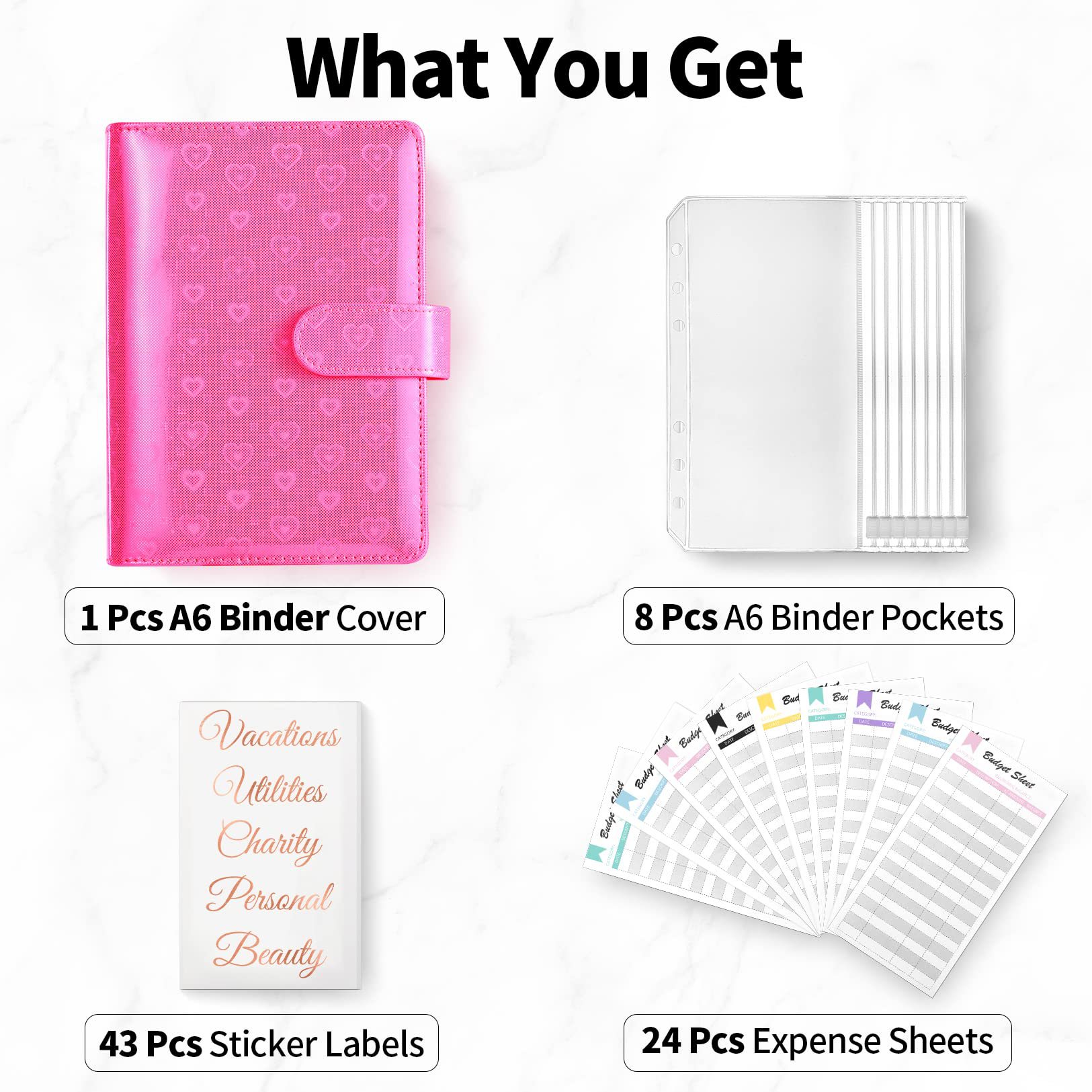 Picture of Cross-border spot explosions macaroon binder laser love hand book PU cash plan budget book.
