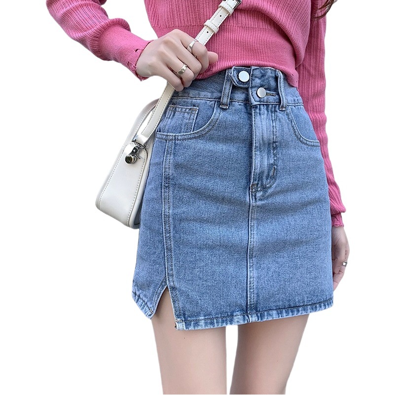 High Waist Denim Short Skirt Women's Summer 2023 New Arrival Culottes A- Line Pants Hip Skirt Skirt Women's Spring and Autumn