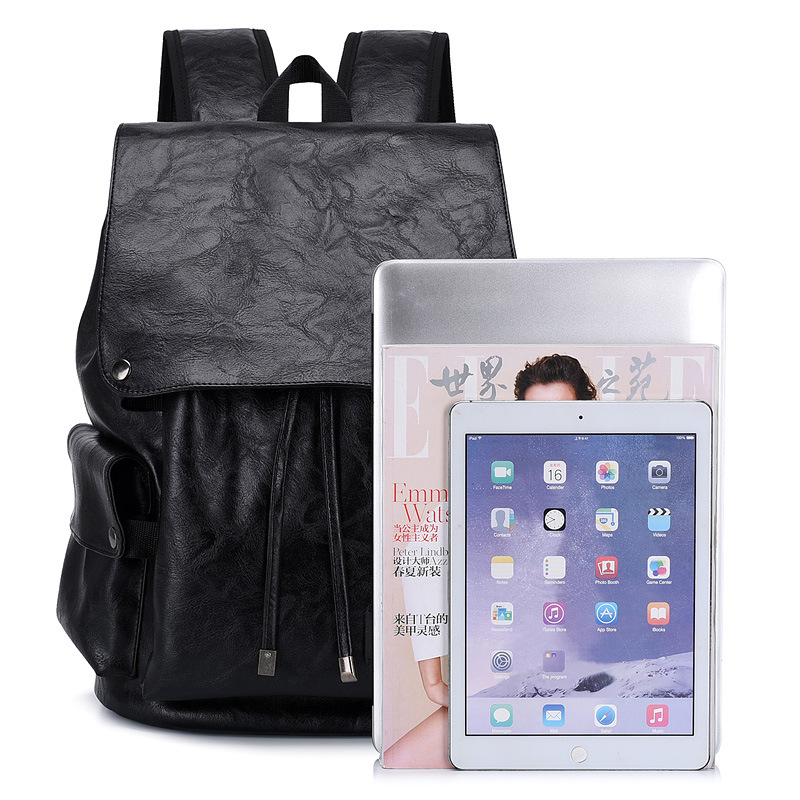 Picture of Foreign Trade New PU Backpack Men's Soft Leather Large Capacity Backpack Punk Casual Travel Bag Student Schoolbag