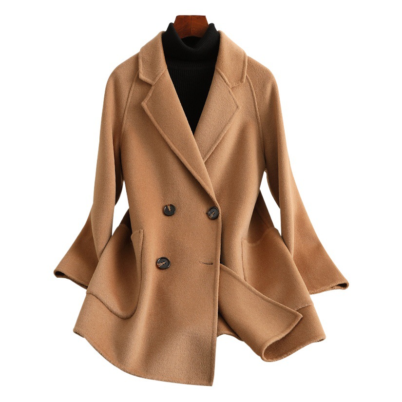 Double-Sided Cashmere Outwear for Women, Mid-Length, Short, 2025 Autumn and Winter New Style, Small Fragrant Style Wool Outwear for Women Wholesale
