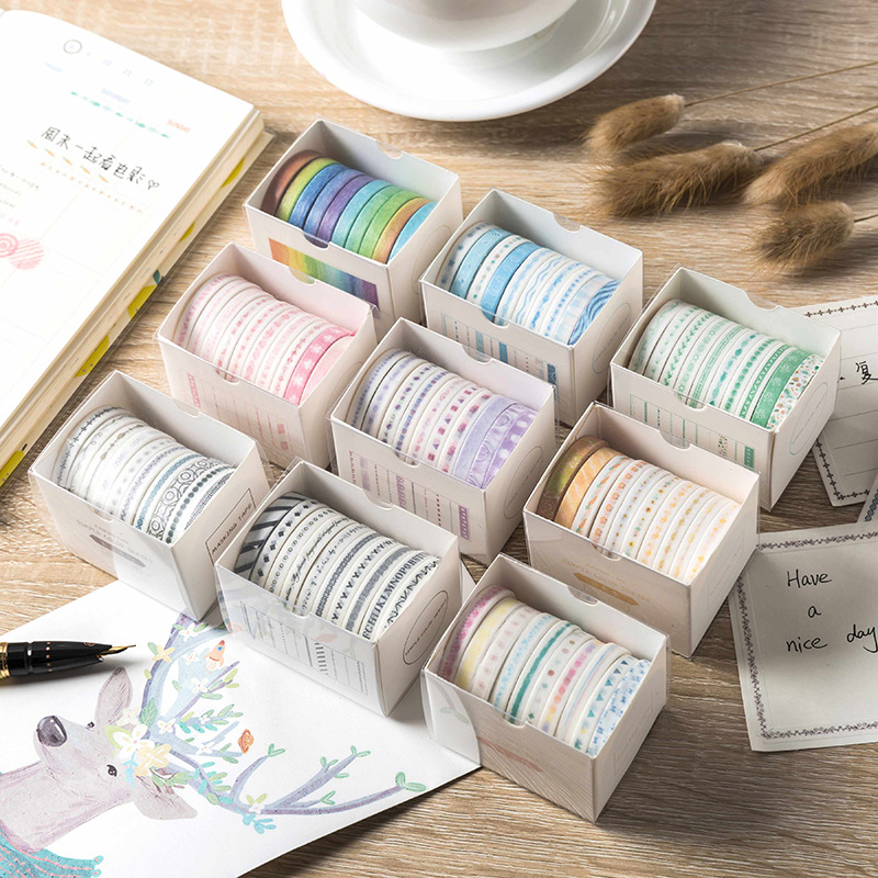 AGUGU Japanese ultra-fine and paper tape basic sticker hand account material retro solid color ins Wind hand account tape