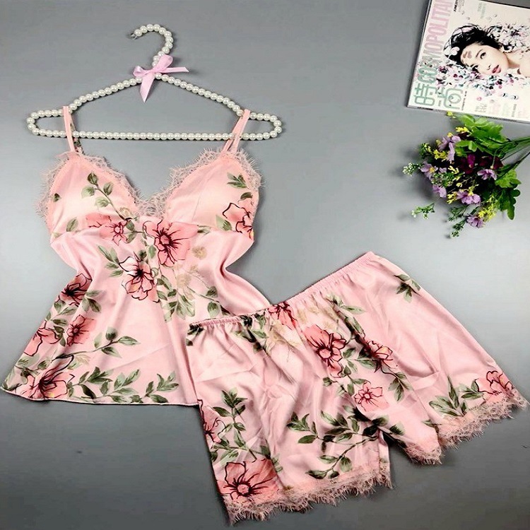 Picture of Printed pajamas set sexy home clothes ladies underwear nightgown supply Europe and the United States female manufacturers wholesale export