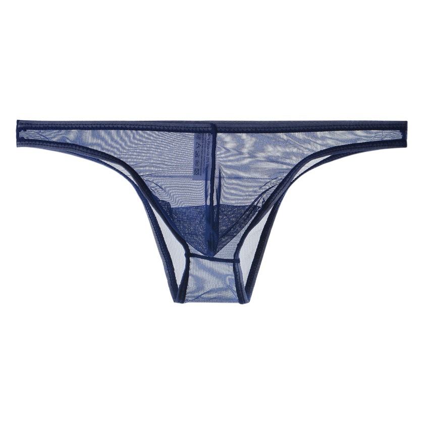 Junye Men's Nude Transparent Underwear Thin Mesh Half Hip Briefs Low Waist Sexy Pouch Breathable Youth