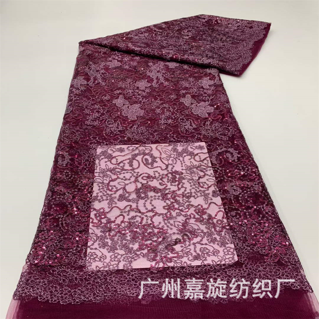 New Multicolor Mesh Sequin Embroidered Fabric Dai Skirt Cheongsam Lace Composite Line Embroidered Cloth Lace