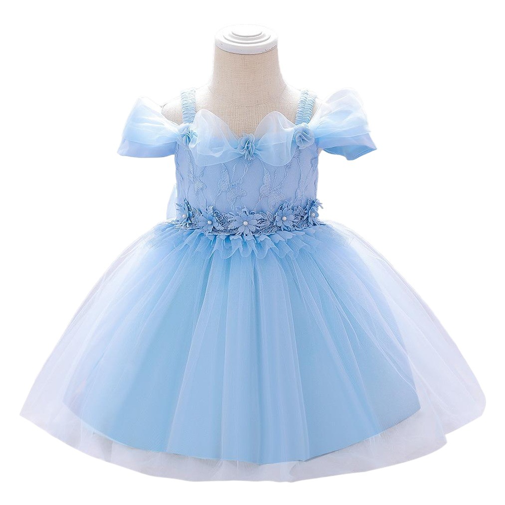 Baby One-Year-Old Dress Shoulder Strap Dress Girls Beaded Flower Children's Dress Baby Wash Dress dress
