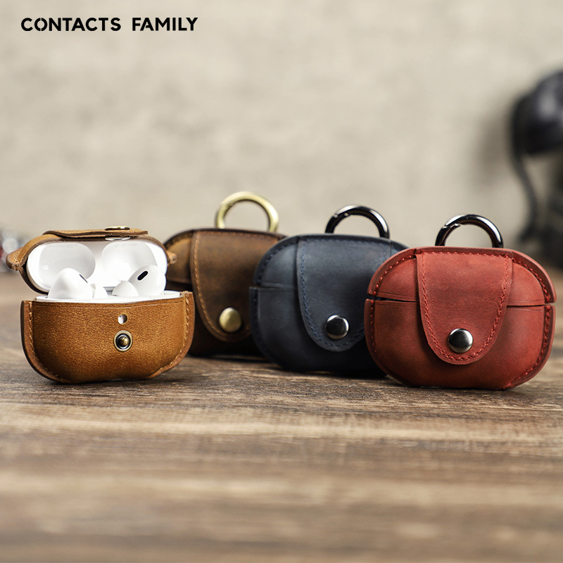 Picture of Suitable for new airpodspro2 leather earphone cover all-inclusive handmade Apple Bluetooth headset protective cover