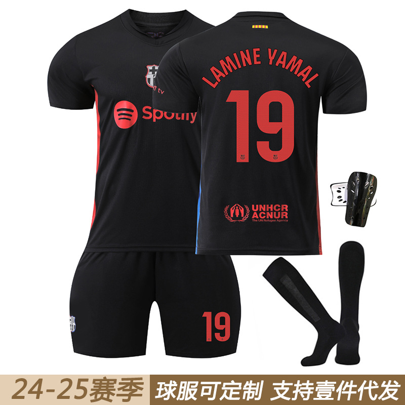 2425 Barcelona Away Black and Red Football Suit Garvey 9 Levan 19 Yamal 8 Pedri Jersey suit Men's Cross-border