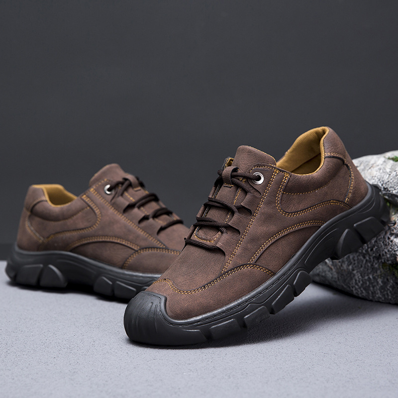 Men's Mountaineering Shoes Cross-border New Breathable Outdoor sneaker Trendy Lace-up Running Shoes Soft Sole Wear-resistant Men's Shoes