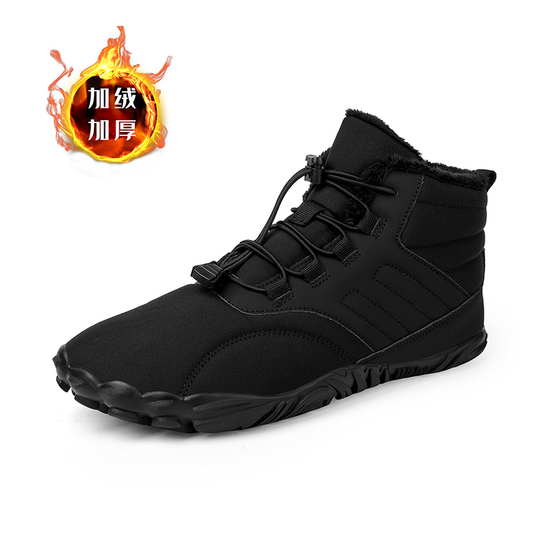 2025 cross-border outdoor five-finger snow boots for men and women in autumn and winter waterproof cotton shoes with fleece and thickened mountaineering cotton boots