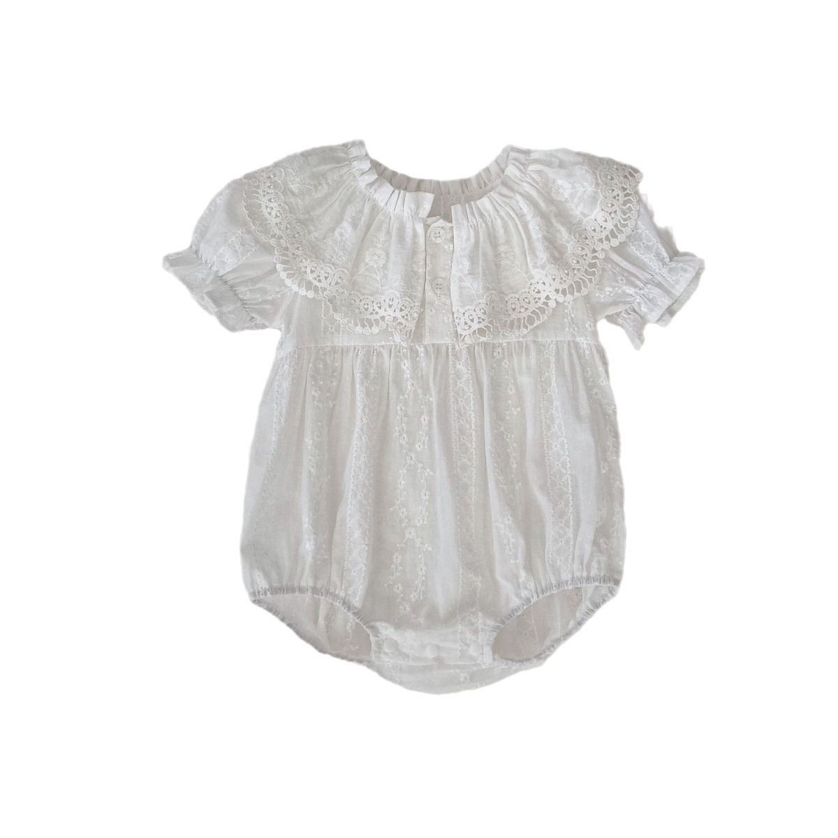 Picture of INS Summer New Sweet Girls Lacy Collar Thin Bag Fat Clothes Climbing Clothes for Baby Girls Korean-style Hakai Sisters