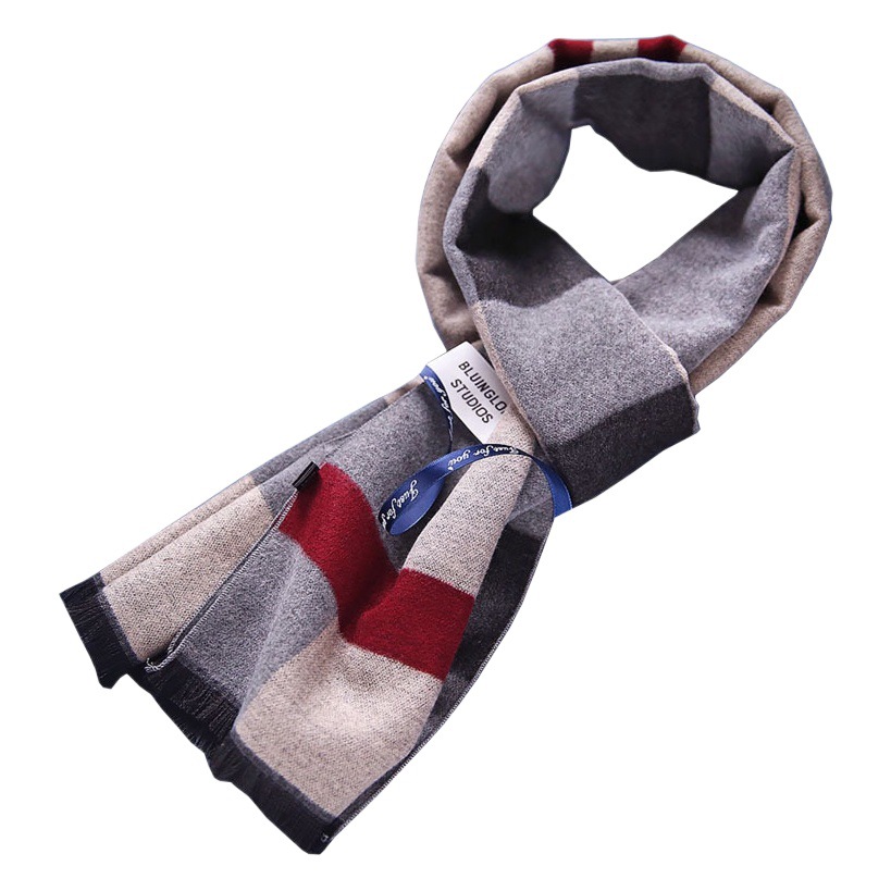 [Drop Shipping] Men's Scarf Autumn and Winter Plaid Imitation Cashmere Wholesale Manufacturer Street Stall Wholesale Korean Style Scarf