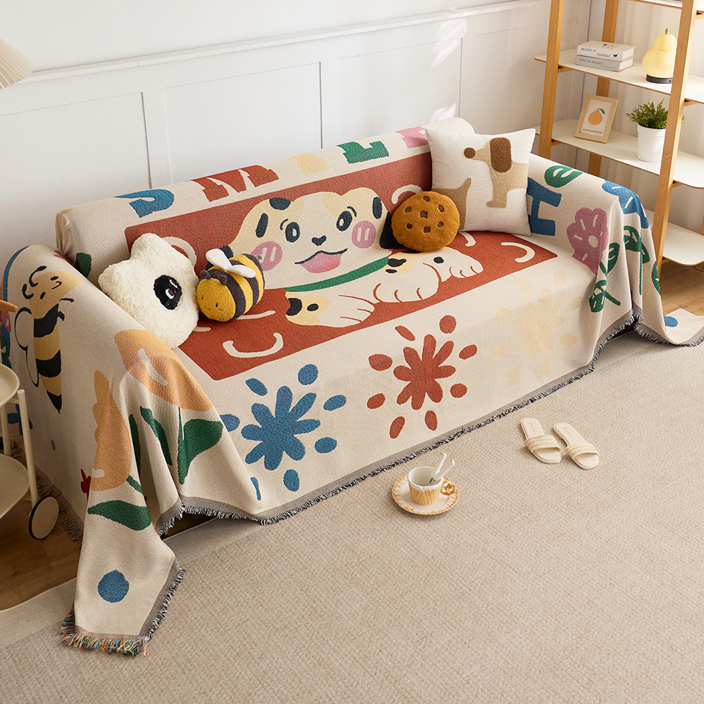 Ins Style Cotton Yarn Double-Sided Sofa Cover Cloth 2025 New Sofa Towel All Year Round Universal Full Cover Blanket One Piece