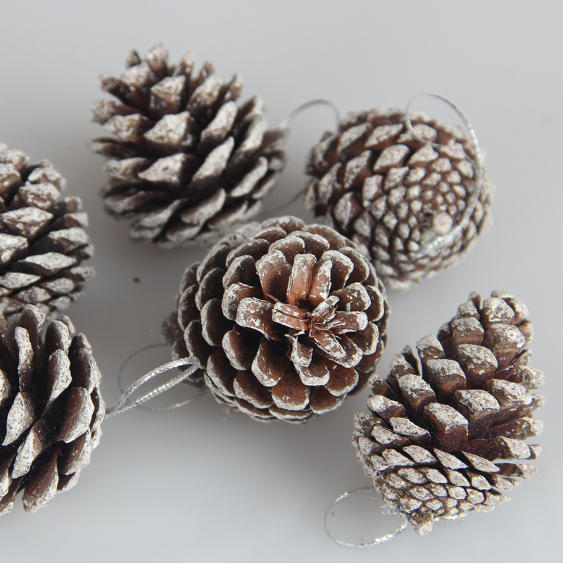 Christmas tree decoration pine cone pendant Christmas decoration supplies pine cone dyed white pine cone ornaments about 5CM