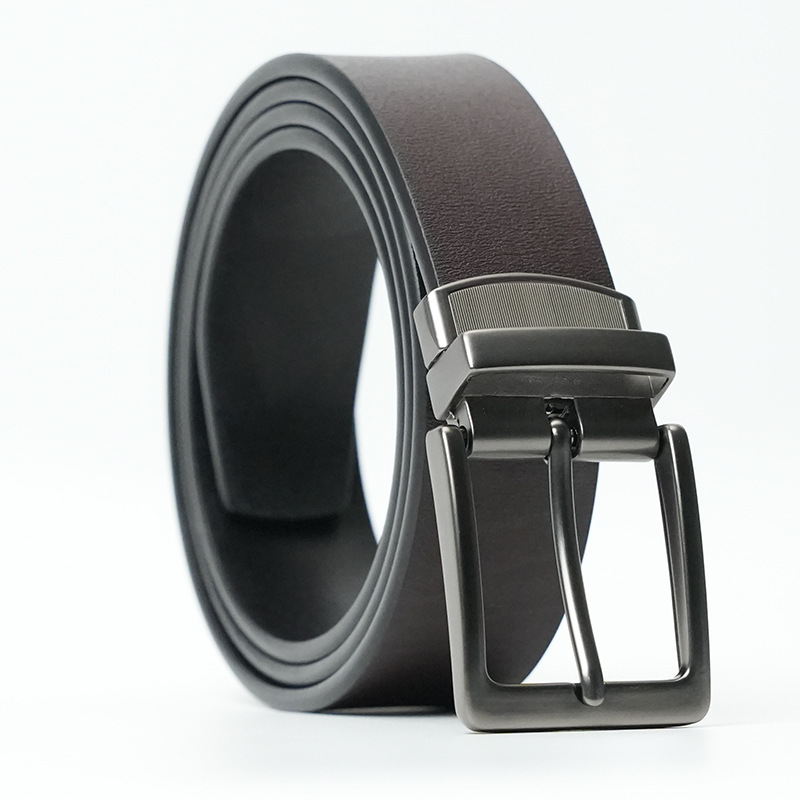 Picture of [Double-sided use] Belt Men's pin buckle belt rotatable young casual all-match cowhide pants belt in stock