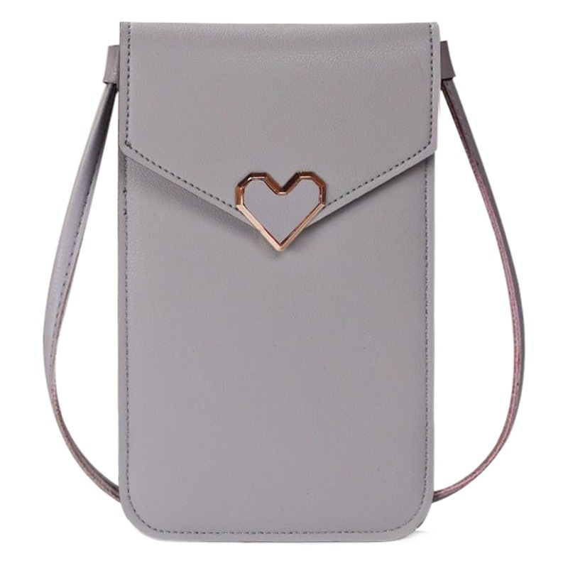 2023 New Student Mini Crossbody Women's Bag Women's Heart-shaped Decorative Transparent Touch Screen Simple Retro Mobile Phone Bag