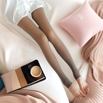 Picture of Off-Season Fleece-Lined Leggings, Fleece-Lined and Thickeneded Women's High-Waisted One-Piece Pants, Really Translucent Pantyhose, Translucent Leggings to Make You Look Taller