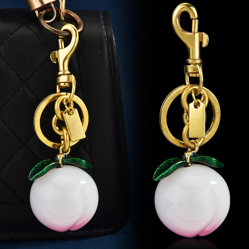 Summer New Korean Ins Style Fruit Keychain Hot Selling Creative Cute Peach Bag Pendant Keychain
