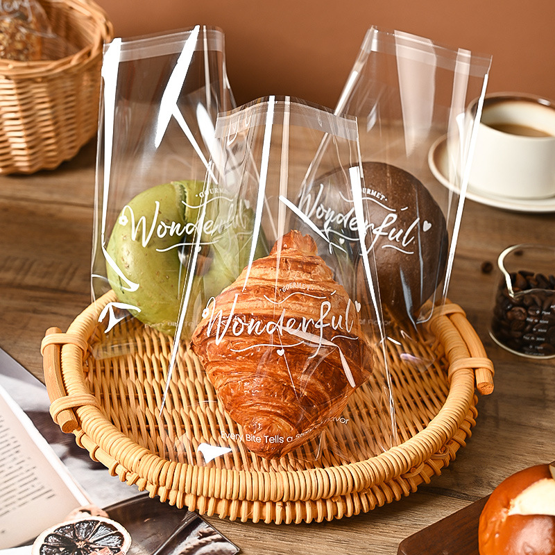 European Bread Packaging Bag Transparent Food Self-Adhesive Bagel Donut Toast Cookie Baking Ziplock Bag