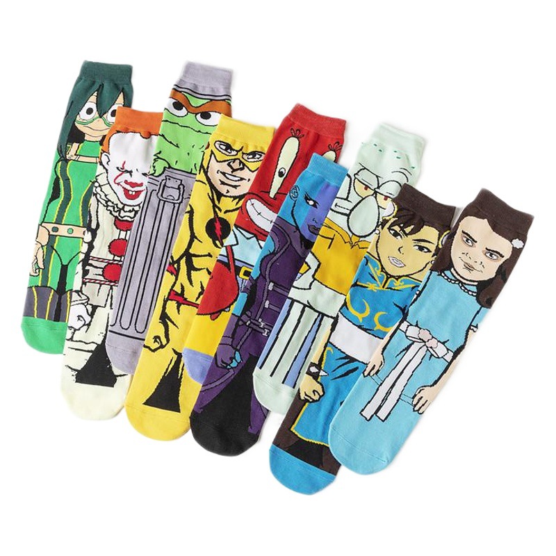 Men's Cotton Cartoon Pattern Mid-Calf Long Socks Anime Cross-Border Socks Source Personalized Ins Trendy Socks Cotton Socks Casual Socks