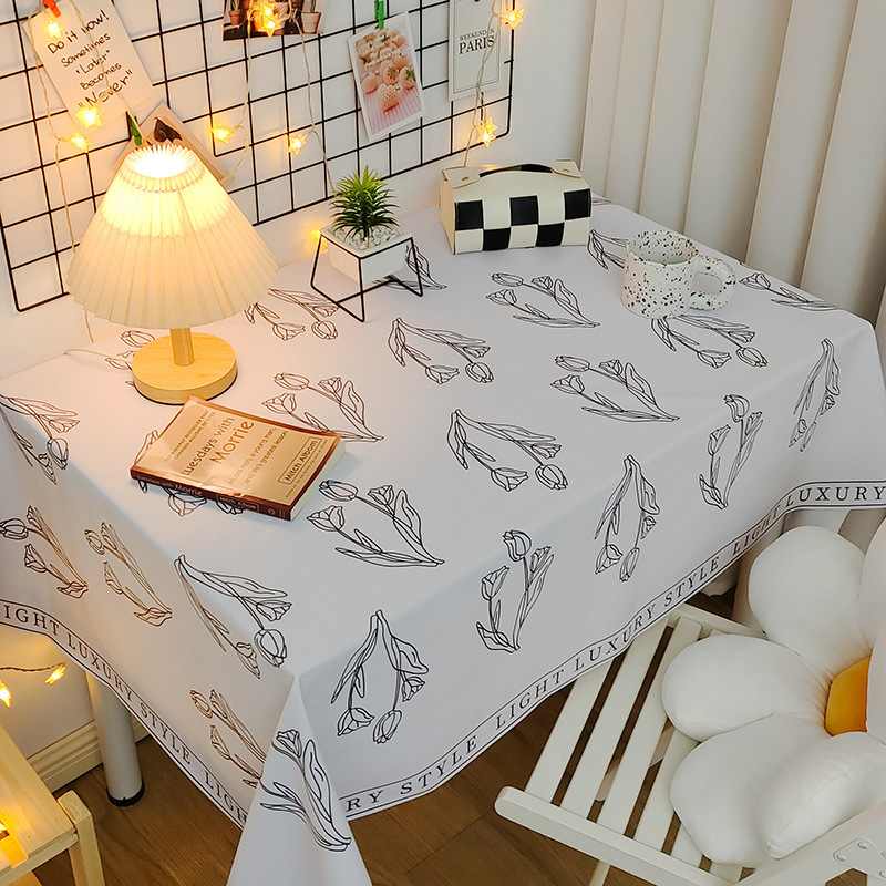 Picture of Tablecloth Waterproof and Oil-proof PVC Coffee Table Table Mat Dining Table Tablecloth Picnic Stall Student Desk Dormitory Decorative Cloth