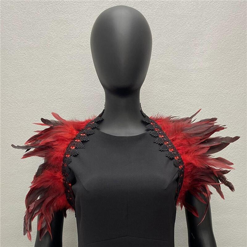 Cross Border Gothic European and American Style Long Feather Shawl Masquerade Halloween Cosplay Costume Accessories