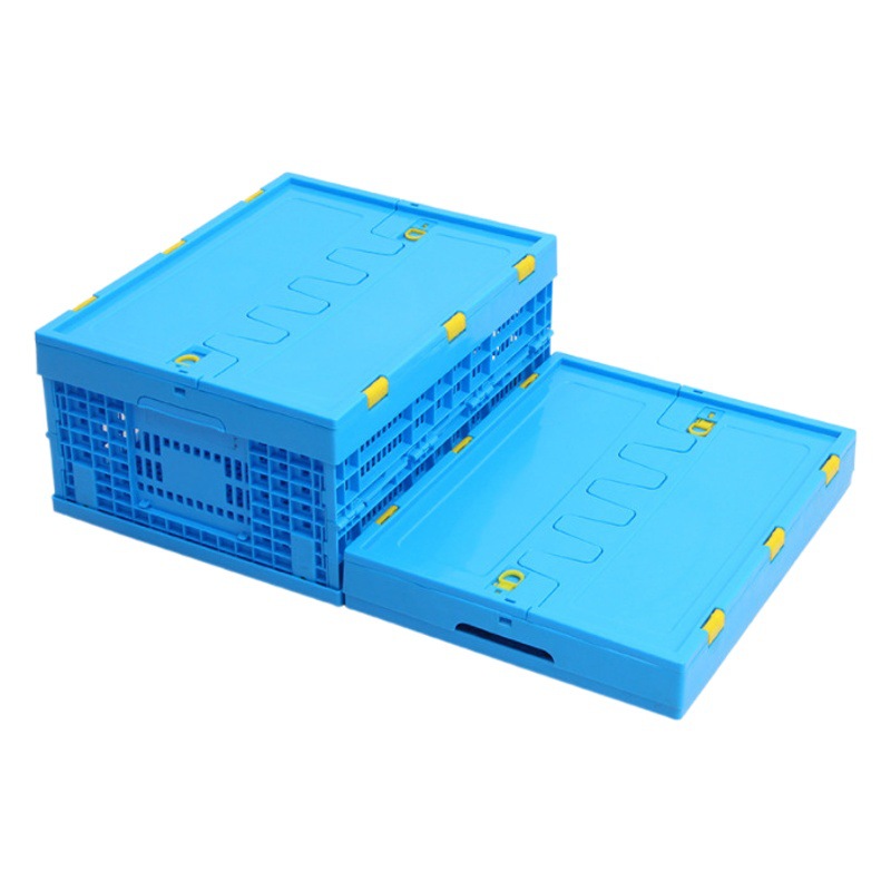 Blue square thickened plastic folding basket 500-230 foldable storage basket foldable plastic turnover frame