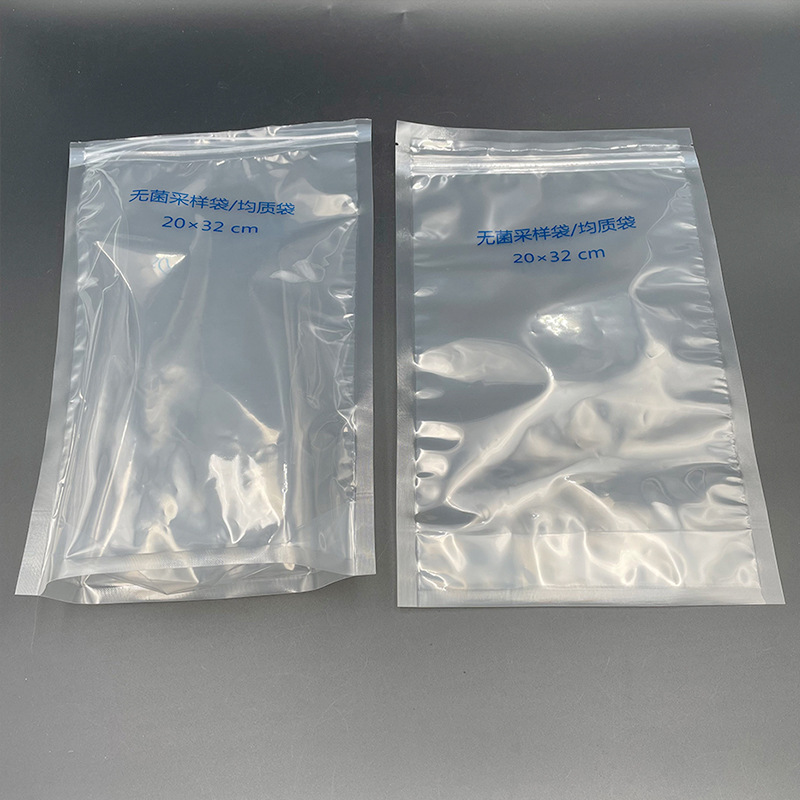 Picture of Manufacturer's Sterile Sampling Bag with Pressure Strips Vertical Single-Bone Laboratory Homogenization Bag Pe Material Sample Storage Bag