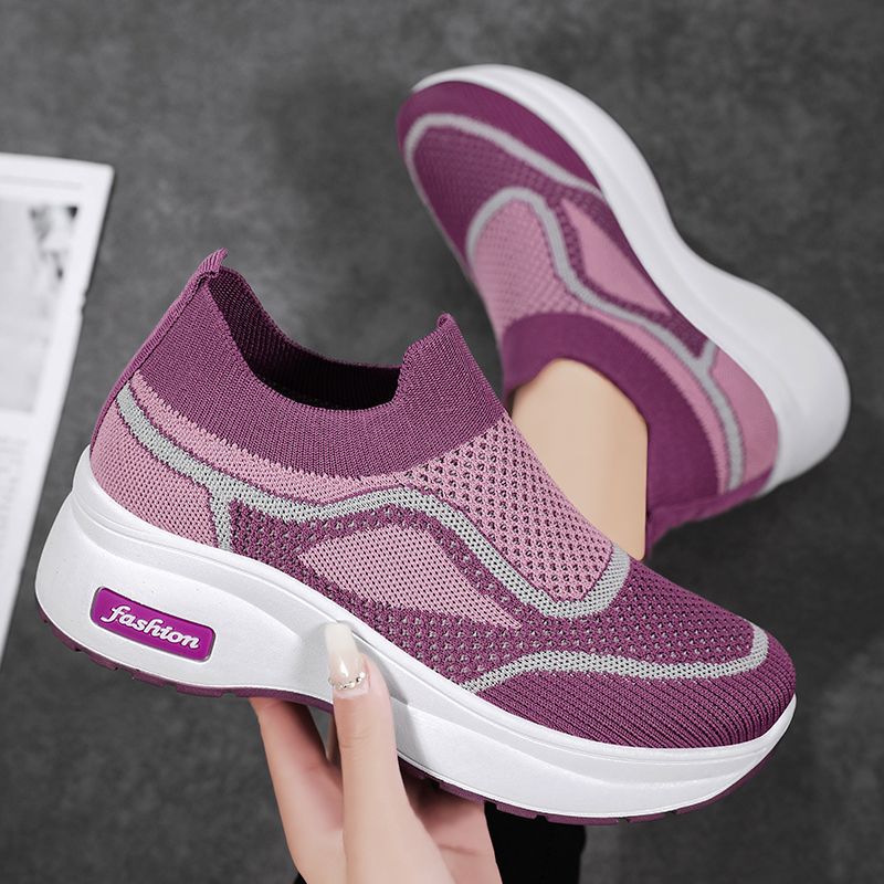 Picture of Women's Shoes, New Autumn Style, Thick-Soled Casual Shoes, Soft-Soled Comfortable Height-Increasing Shoes, Versatile Single Shoes, Fly-Knit Breathable Mesh Shoes