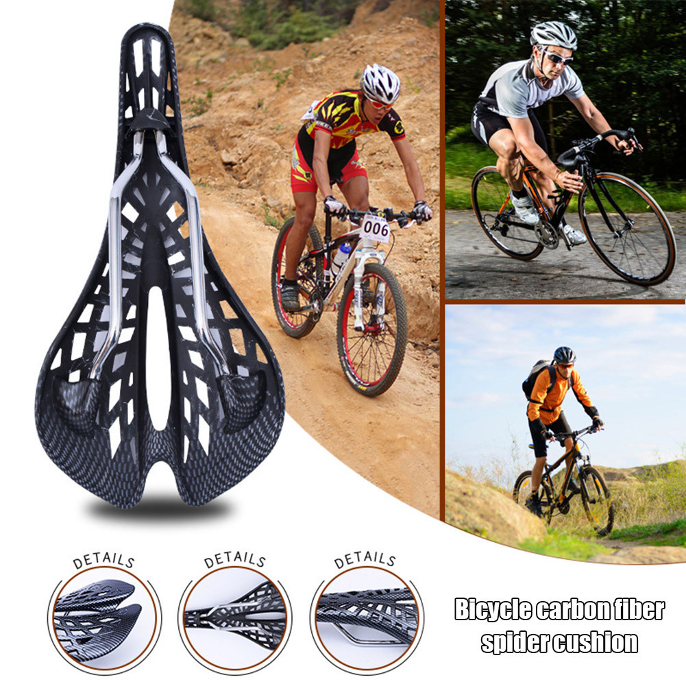 Carbon Pattern Saddle Ultra Light Shock Absorbing Mountain Bike Cushion Bicycle Dead Runner Saddle Spider Web Cushion