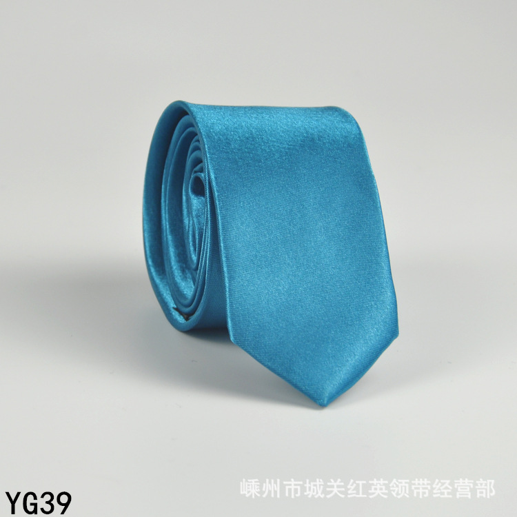 Picture of Solid color tie men's casual 5cm Korean style artificial silk narrow tie for workplace wedding business administrative wholesale