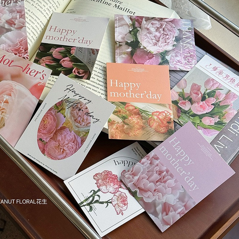New Mother's Day creative card flower greeting card flower shop holiday message blessing card bouquet flower packaging materials