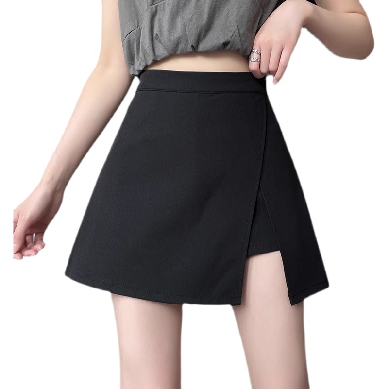 Black Split Suit Skirt Women's Summer High Waist Hip A- Line Short Skirt 2024 Skirt