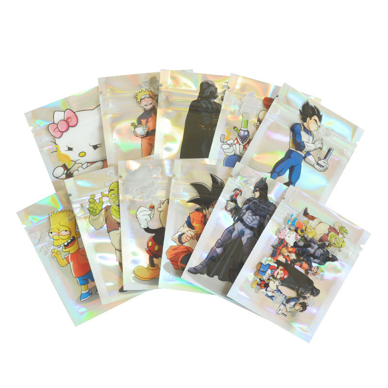 Spot Laser Cartoon Tobacco Bag 1g Cross-Border Packaging Bag Aluminum Foil Sealed Bag Candy Packaging Bag Tobacco Deodorant Bag
