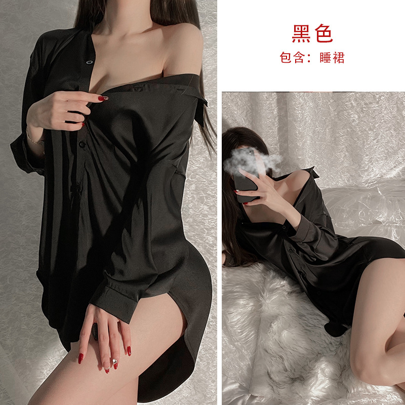 Picture of Ziqu boyfriend style shirt sexy plus size sexy pajamas pure desire women's thin nightdress home wear suit 6161