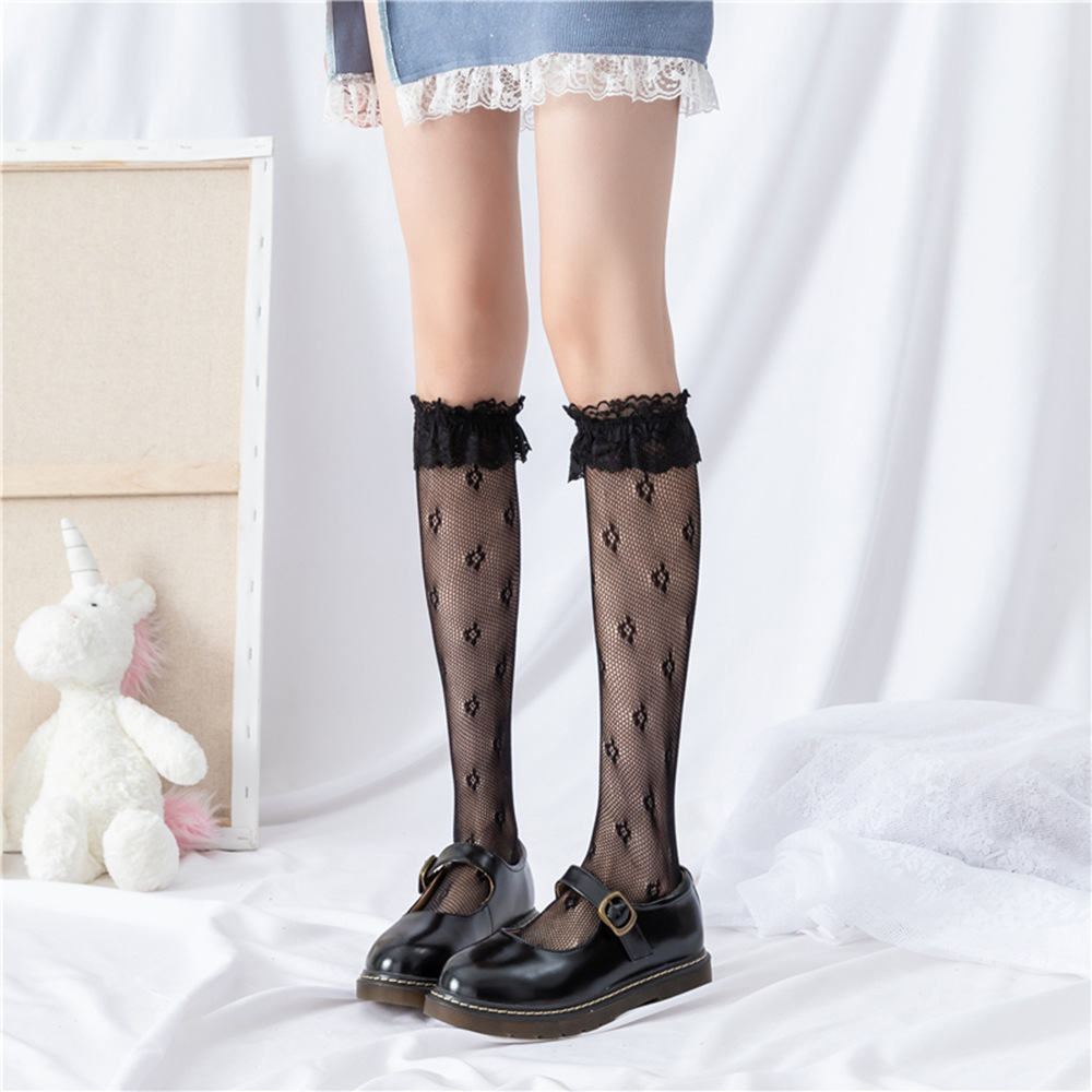 Picture of Internet Celebrating Halloween Nets Skull Spider Web Hollow Fishnet Stockings Pure White Silk Stockings Sexy Black Silk